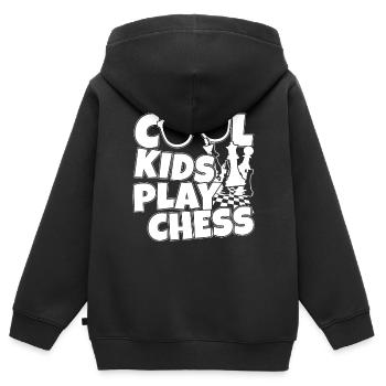 Échecs échiquier cool enfants jouent aux échecs - Sweat Premium à capuche zippé enfant bio - noir - Dos - AI Model Kid Male (0cm)