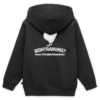 Beintraining Muskelaufbau Fitnessstudio Spruch Gym - Kinder Premium Organic Zip Hoodie - Schwarz - Hinten - AI Model Kid Male (0cm)