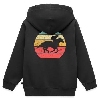 Pferderennen - Kinder Premium Organic Zip Hoodie - Schwarz - Hinten - AI Model Kid Male (0cm)