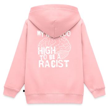 Antiracisme Mon QI est trop élevé pour être raciste - Sweat Premium à capuche zippé enfant bio - rose - Dos - AI Model Kid Female (0cm)