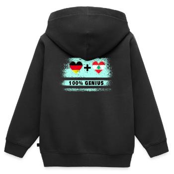 Allemagne et Liban 100 % Genial / Cadeau - Sweat Premium à capuche zippé enfant bio - noir - Dos - AI Model Kid Male (0cm)