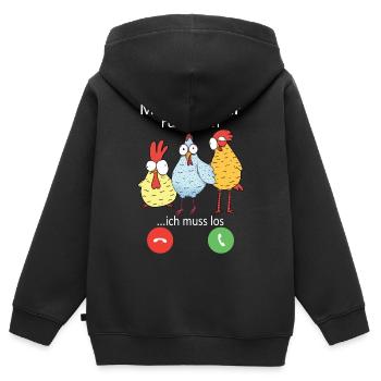 Hühner rufen an Landwirt Huhn Bauer - Kinder Premium Organic Zip Hoodie - Schwarz - Hinten - AI Model Kid Male (0cm)