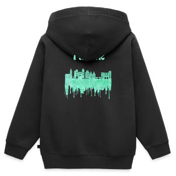 Trier Syline Design / Geschenkidee - Kinder Premium Organic Zip Hoodie - Schwarz - Hinten - AI Model Kid Male (0cm)