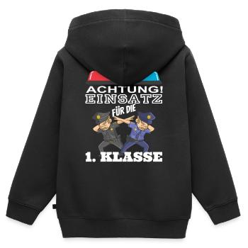 Schulkind Einschulung 1. Schultag Polizei - Kinder Premium Organic Zip Hoodie - Schwarz - Hinten - AI Model Kid Male (0cm)
