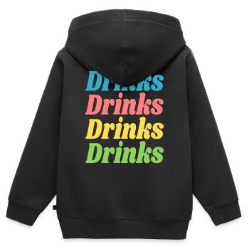 Drinks Drinks Drinks Drinks / Sprüche / Trend - Kinder Premium Organic Zip Hoodie - Schwarz - Hinten - AI Model Kid Male (0cm)