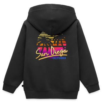San Diego - Sweat Premium à capuche zippé enfant bio - noir - Dos - AI Model Kid Male (0cm)