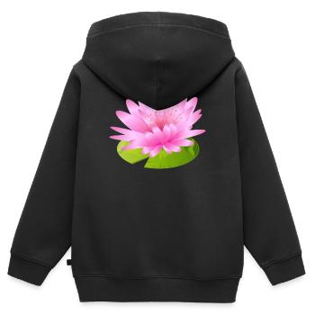 nénuphar brillant - inspiration pour les grands artistes - Sweat Premium à capuche zippé enfant bio - noir - Dos - AI Model Kid Male (0cm)