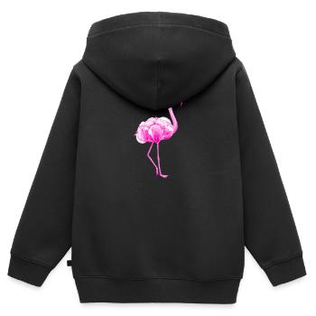 Flamingo - Sweat Premium à capuche zippé enfant bio - noir - Dos - AI Model Kid Male (0cm)
