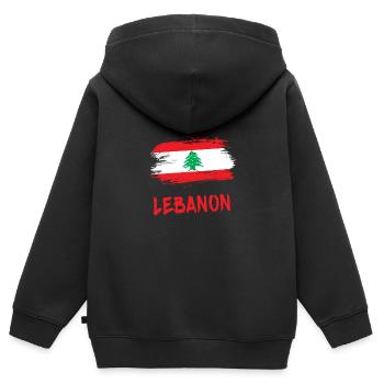 Équipe Liban Design / Idée cadeau - Sweat Premium à capuche zippé enfant bio - noir - Dos - AI Model Kid Male (0cm)
