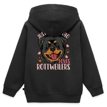 Rottweiler - Sweat Premium à capuche zippé enfant bio - noir - Dos - AI Model Kid Male (0cm)