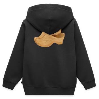 Deux chaussures en bois hollandaises également appelées sabots - Sweat Premium à capuche zippé enfant bio - noir - Dos - AI Model Kid Male (0cm)