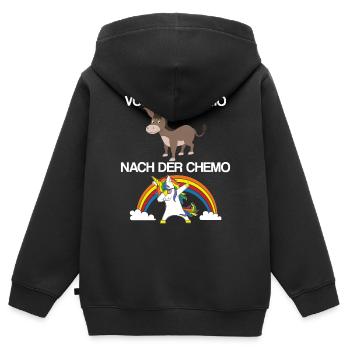 Krebs-Überlebender Chemotherapie Kampf gegen Krebs - Kinder Premium Organic Zip Hoodie - Schwarz - Hinten - AI Model Kid Male (0cm)
