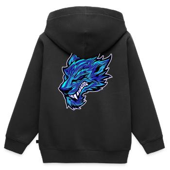 Wolf Kopf Wolfskopf Tattoo Graffiti - Kinder Premium Organic Zip Hoodie - Schwarz - Hinten - AI Model Kid Male (0cm)