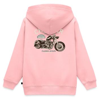 Moteur Chopper Custom - Sweat Premium à capuche zippé enfant bio - rose - Dos - AI Model Kid Female (0cm)