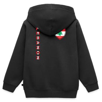 Liban Beyrouth Libanais Libanais Libanais LBN - Sweat Premium à capuche zippé enfant bio - noir - Dos - AI Model Kid Male (0cm)