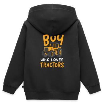 Tractors Tractor - Kids Premium Organic Zip-up Hoodie - black - Back - AI Model Kid Male (0cm)