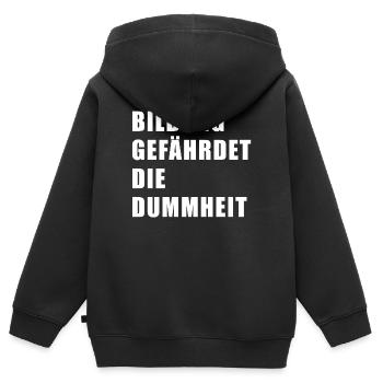 Bildung gefährdet die Dummheit - Kinder Premium Organic Zip Hoodie - Schwarz - Hinten - AI Model Kid Male (0cm)