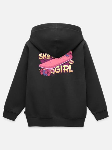 Skater Girl Skateboard - Kinder Premium Organic Zip Hoodie - Schwarz