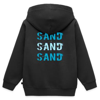 Sand Sand Sand / Sommer / Sprüche / Trend - Kinder Premium Organic Zip Hoodie - Schwarz - Hinten - AI Model Kid Male (0cm)