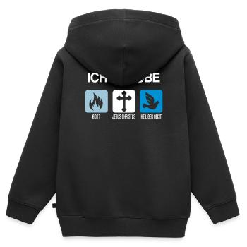 Jesus Christus Gott Heiliger Geist Christentum - Kinder Premium Organic Zip Hoodie - Schwarz - Hinten - AI Model Kid Male (0cm)