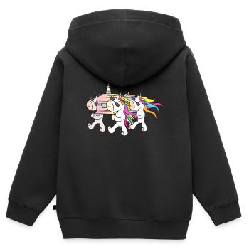 Halloween Einhörner mit Sarg machen eine Show - Kinder Premium Organic Zip Hoodie - Schwarz - Hinten - AI Model Kid Male (0cm)