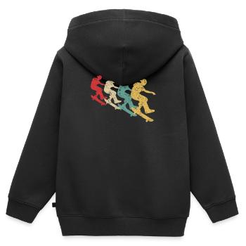 Skateboard Skateboarder Skateboard Rétro - Sweat Premium à capuche zippé enfant bio - noir - Dos - AI Model Kid Male (0cm)