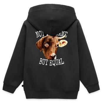 Végétalien pas le même mais amoureux des animaux végétariens égaux - Sweat Premium à capuche zippé enfant bio - noir - Dos - AI Model Kid Male (0cm)