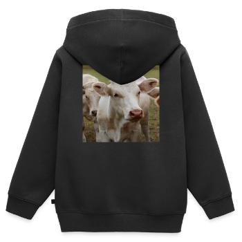 Affiche vache - Sweat Premium à capuche zippé enfant bio - noir - Dos - AI Model Kid Male (0cm)