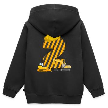 Cadeau d'excavatrice d'anniversaire pour enfants de 2 ans - Sweat Premium à capuche zippé enfant bio - noir - Dos - AI Model Kid Male (0cm)