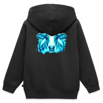 Vache Vaches - Sweat Premium à capuche zippé enfant bio - noir - Dos - AI Model Kid Male (0cm)