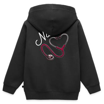 Nurse caregiver supervisor social worker - Kids Premium Organic Zip-up Hoodie - black - Back - AI Model Kid Male (0cm)