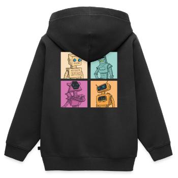 Roboter Robot - Kinder Premium Organic Zip Hoodie - Schwarz - Hinten - AI Model Kid Male (0cm)