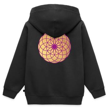 Mandala Namaste de motivation de yoga de boule d'énergie d'or - Sweat Premium à capuche zippé enfant bio - noir - Dos - AI Model Kid Male (0cm)