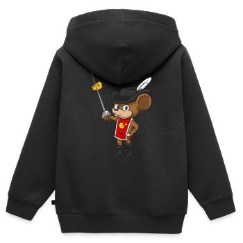 Mousquetaire souris avec épée - Sweat Premium à capuche zippé enfant bio - noir - Dos - AI Model Kid Male (0cm)