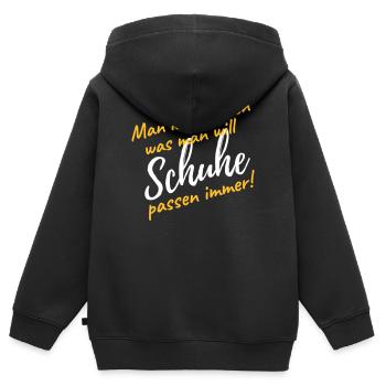 Schuhe kaufen passen immer lustiger Spruch Diät - Kinder Premium Organic Zip Hoodie - Schwarz - Hinten - AI Model Kid Male (0cm)