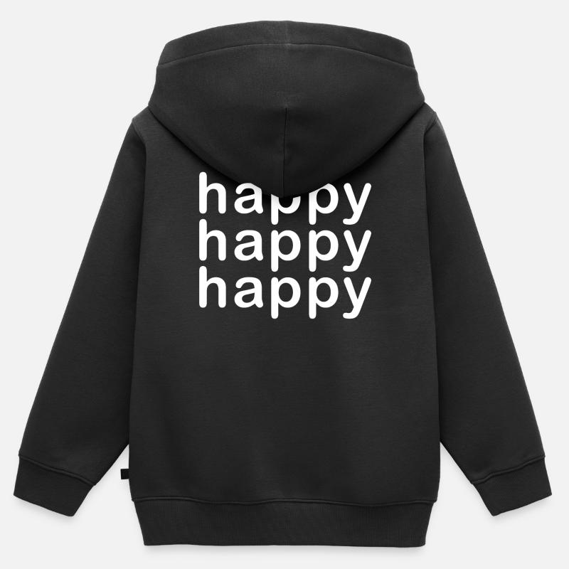 Heureux heureux heureux - Sweat Premium à capuche zippé enfant bio - noir