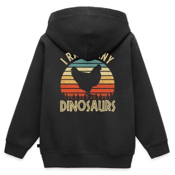 Poulets de poulet - Sweat Premium à capuche zippé enfant bio - noir - Dos - AI Model Kid Male (0cm)