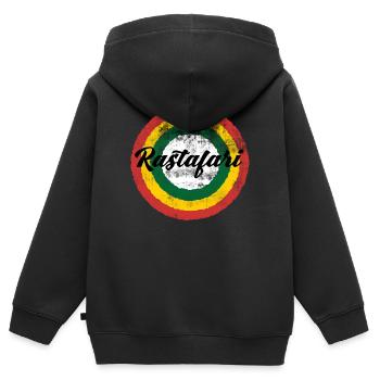 Rastafari Regenbogen Design - Kinder Premium Organic Zip Hoodie - Schwarz - Hinten - AI Model Kid Male (0cm)