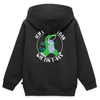 Vegan Wie Ein T-Rex Fleisch Fleischesser Sprüche - Kinder Premium Organic Zip Hoodie - Schwarz - Hinten - AI Model Kid Male (0cm)