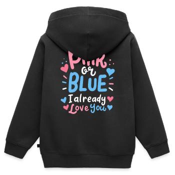 Gender Reveal Party - Kinder Premium Organic Zip Hoodie - Schwarz - Hinten - AI Model Kid Male (0cm)