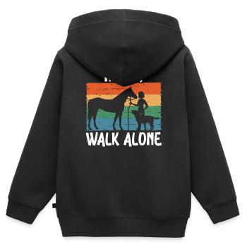 Never Walk Alone Hund Pferd Pferdesprüche Reiter - Kinder Premium Organic Zip Hoodie - Schwarz - Hinten - AI Model Kid Male (0cm)