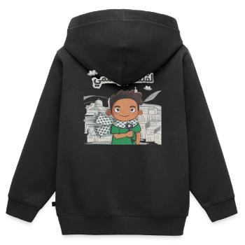 À la Palestine j'appartiens transparent - Sweat Premium à capuche zippé enfant bio - noir - Dos - AI Model Kid Male (0cm)