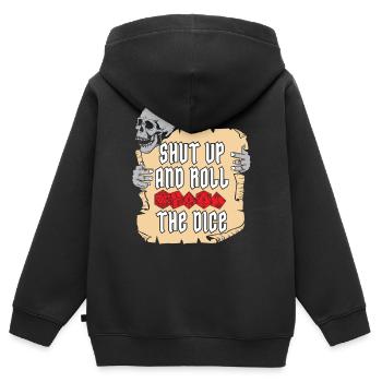 RPG Shut Up And Roll The Dice D20 - Sweat Premium à capuche zippé enfant bio - noir - Dos - AI Model Kid Male (0cm)