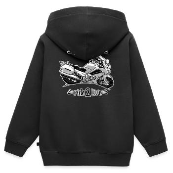 0964 live 2 ride ride 2 live - Sweat Premium à capuche zippé enfant bio - noir - Dos - AI Model Kid Male (0cm)