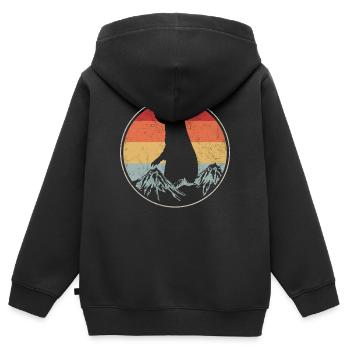 chien de prairie - Sweat Premium à capuche zippé enfant bio - noir - Dos - AI Model Kid Male (0cm)