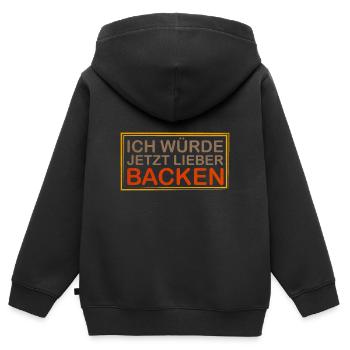 Ich Würde Jetzt Lieber Backen - Kinder Premium Organic Zip Hoodie - Schwarz - Hinten - AI Model Kid Male (0cm)