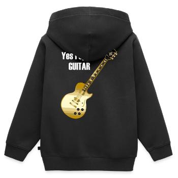 Yes I speak guitar saying 'Yes I speak - Kids Premium Organic Zip-up Hoodie - black - Back - AI Model Kid Male (0cm)