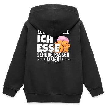 Egal Wie Viel Kuchen & Kekse Schuhe Passen Immer - Kinder Premium Organic Zip Hoodie - Schwarz - Hinten - AI Model Kid Male (0cm)