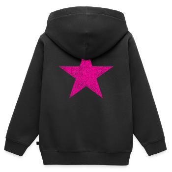 Étoile rose avec texture - Sweat Premium à capuche zippé enfant bio - noir - Dos - AI Model Kid Male (0cm)
