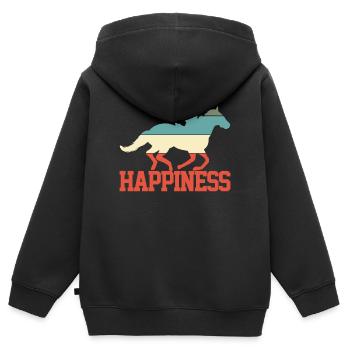 Pferd Reiten Reiter - Kinder Premium Organic Zip Hoodie - Schwarz - Hinten - AI Model Kid Male (0cm)